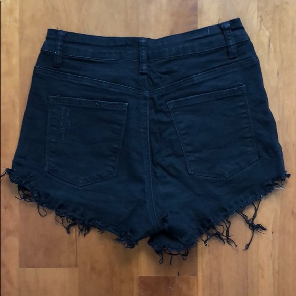 Black Distressed Denim Shorts - Picture 2 of 4